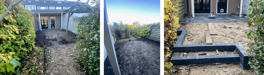 Oude beplanting en terras verwijderen